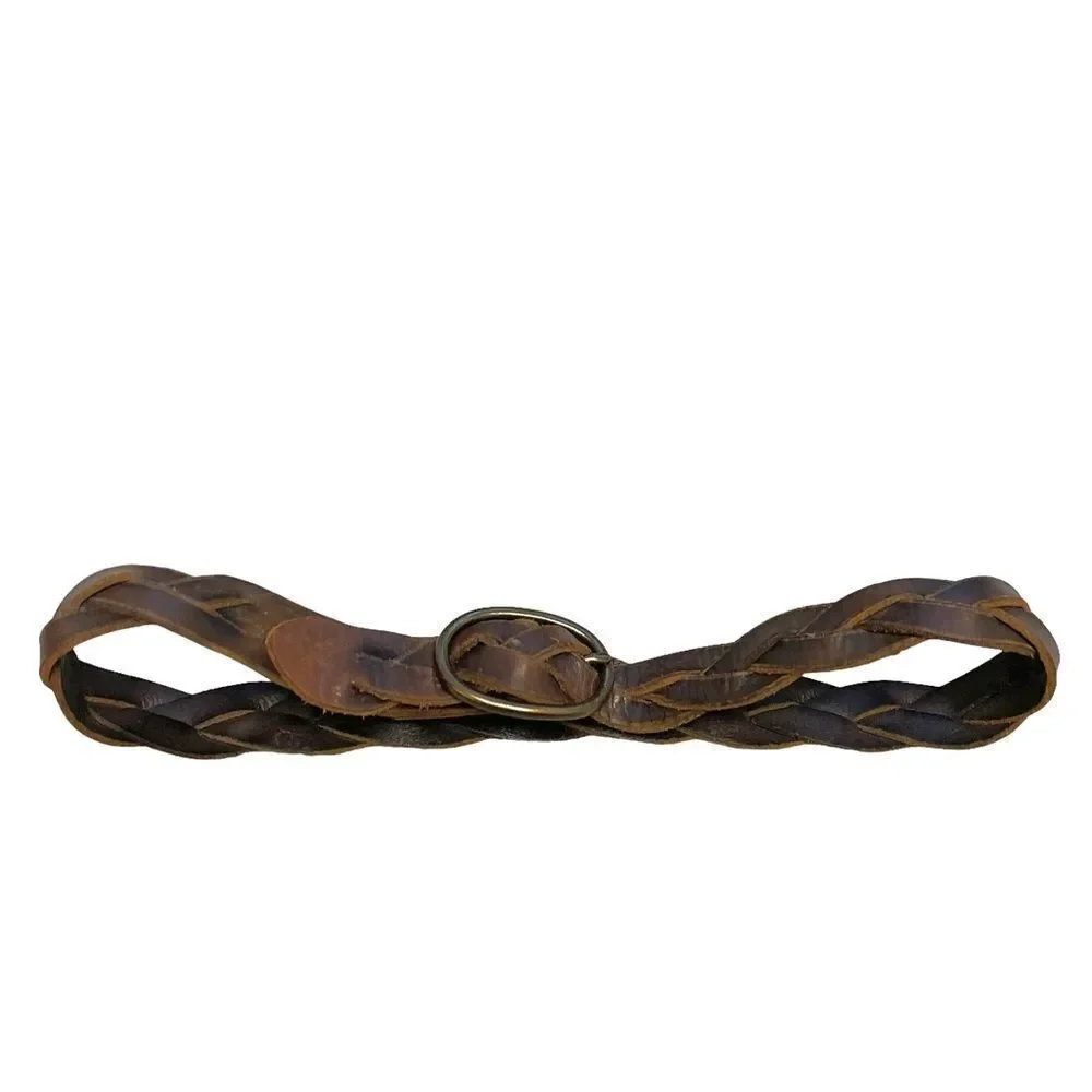 GAP Vintage Leather Woven Braided Belt Oval Buckle M